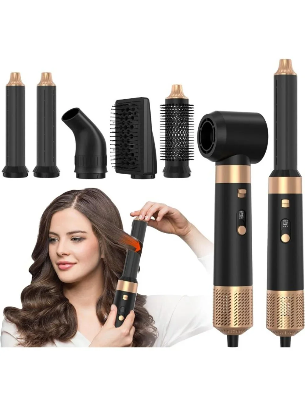 6-in-1 Hot Air Styler Brush, 950W Multi-Styler for Curls, Straightening & Volume